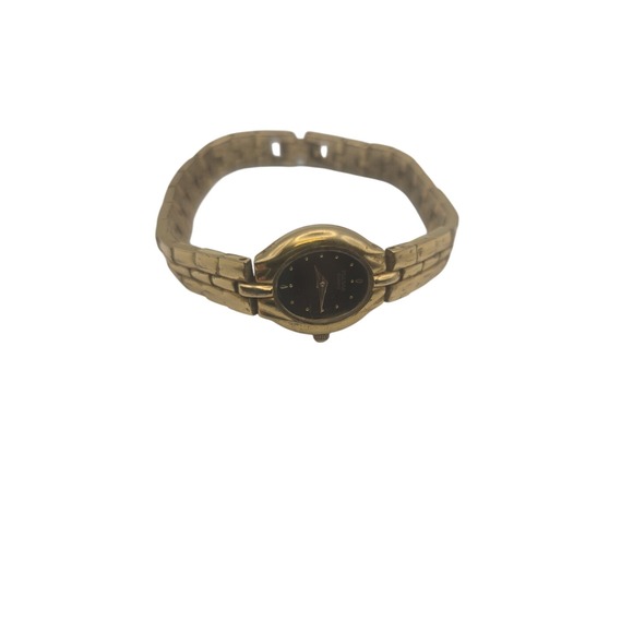 Vintage Pulsar Quartz Ladies Dress Watch Fancy Black Dial Oval - Not Working - Picture 3 of 5